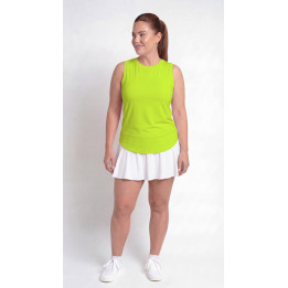 Hi-Neck Long Line Tank - Neon Yellow