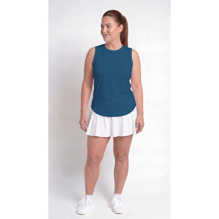 Hi-Neck Long Line Tank - Peacock Teal