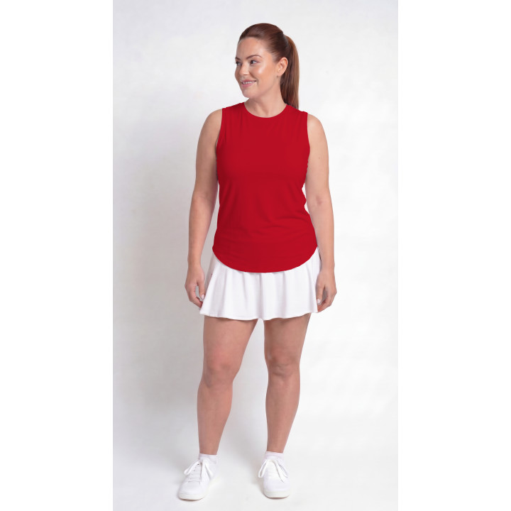 Hi-Neck Long Line Tank - Red