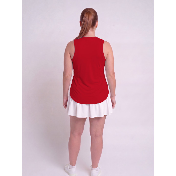 Hi-Neck Long Line Tank - Red