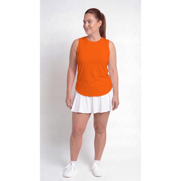 Hi-Neck Long Line Tank - Tangerine Orange