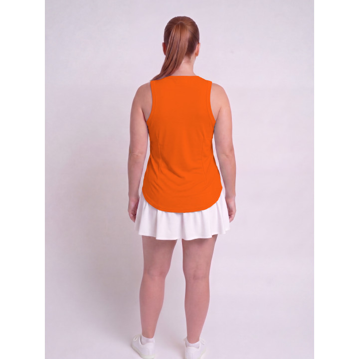 Hi-Neck Long Line Tank - Tangerine Orange