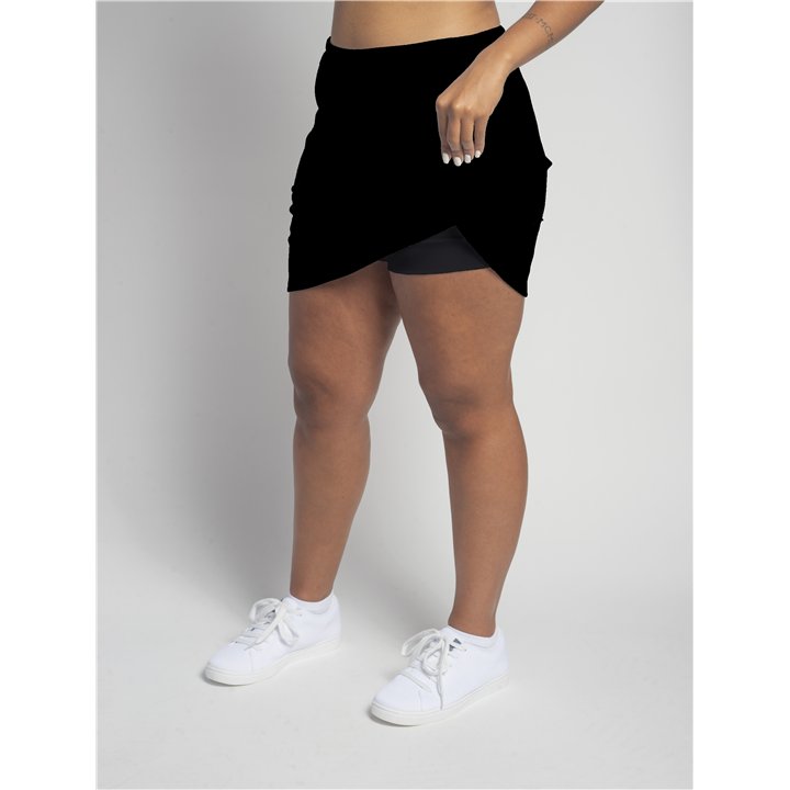 Zipper Pocket Skort - Black Solid