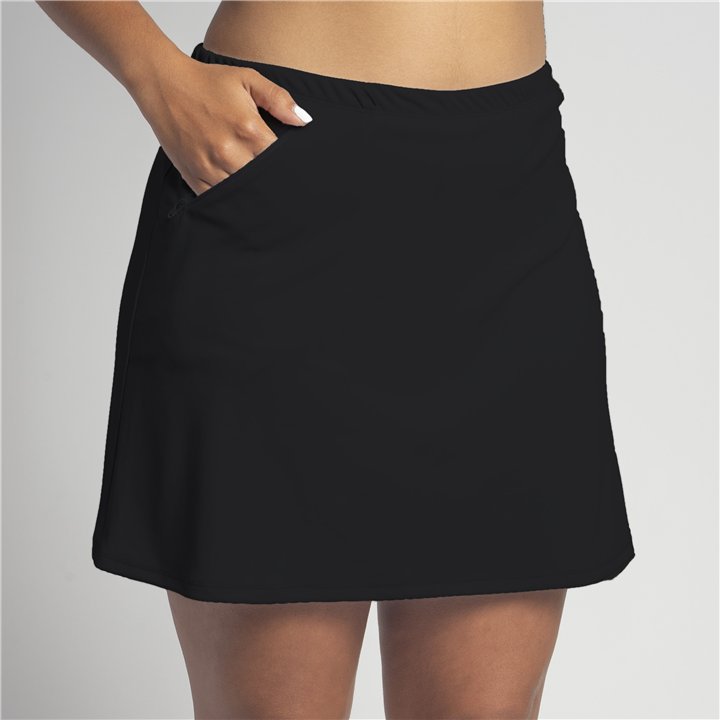Zipper Pocket Skort - Black Solid