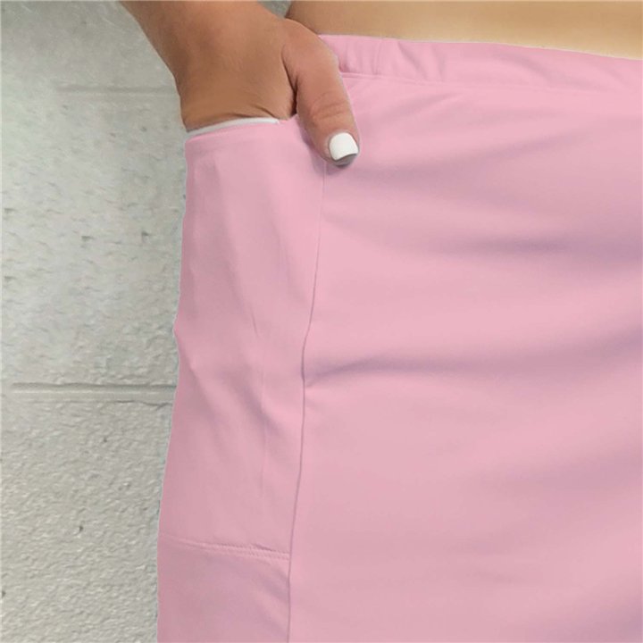 Side Slit Zipper Pocket Skort - Pale Pink