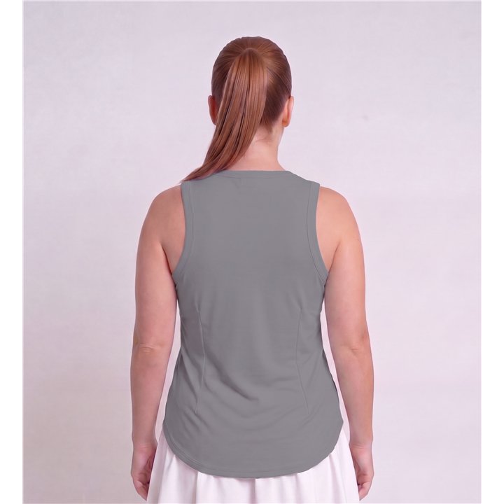 Hi-Neck Long Line Tank - Steel Grey