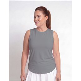 Hi-Neck Long Line Tank - Steel Grey