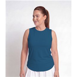 Hi-Neck Long Line Tank - Peacock Teal