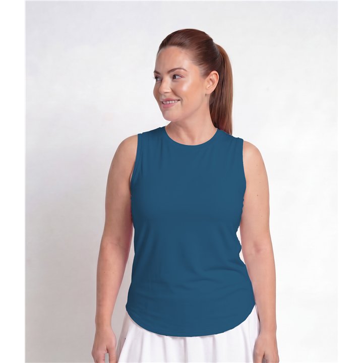 Hi-Neck Long Line Tank - Peacock Teal