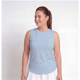 Hi-Neck Long Line Tank - Light Blue