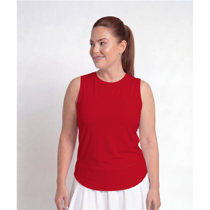 Hi-Neck Long Line Tank - Red