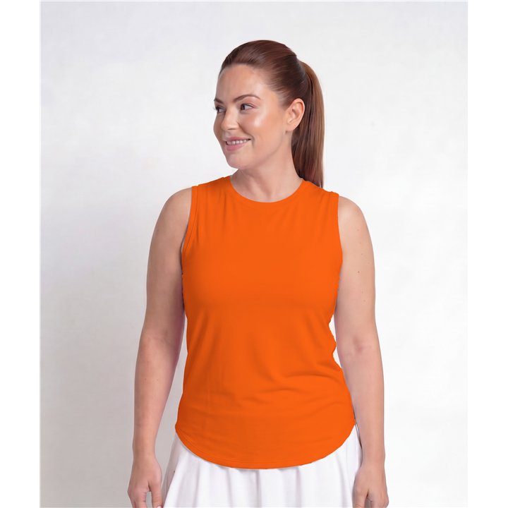Hi-Neck Long Line Tank - Tangerine Orange