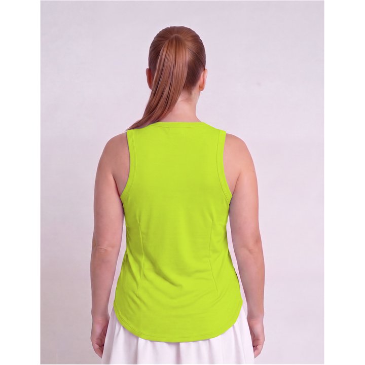 Hi-Neck Long Line Tank - Neon Yellow