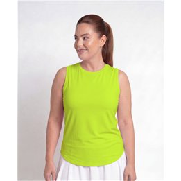 Hi-Neck Long Line Tank - Neon Yellow