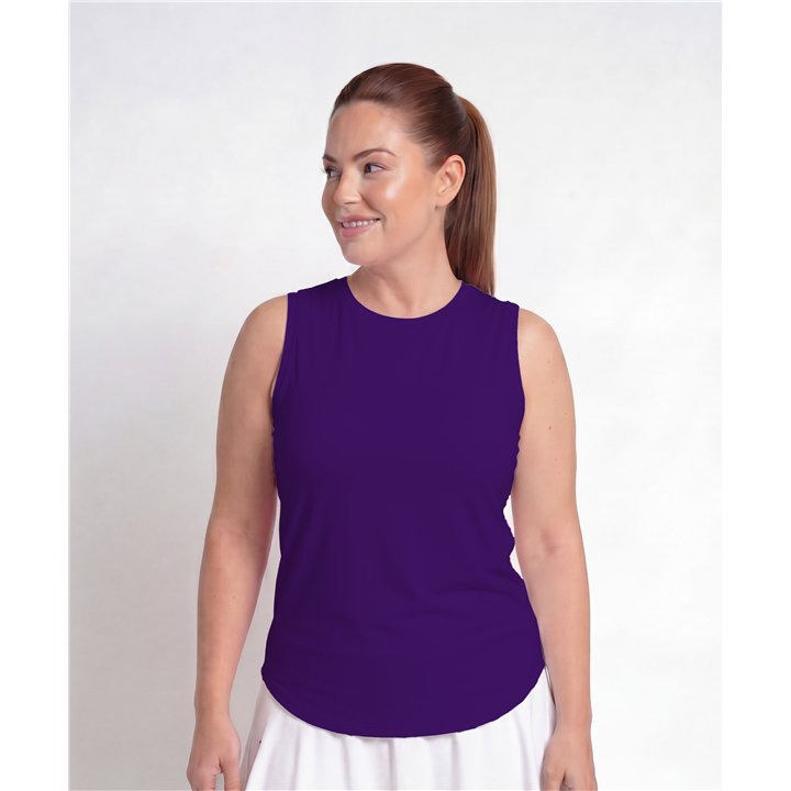 Hi-Neck Long Line Tank - Grape Purple