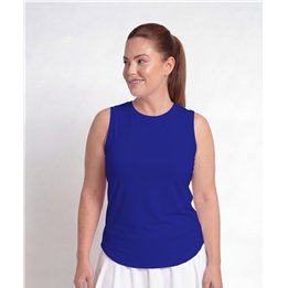 Hi-Neck Long Line Tank - Cobalt Blue