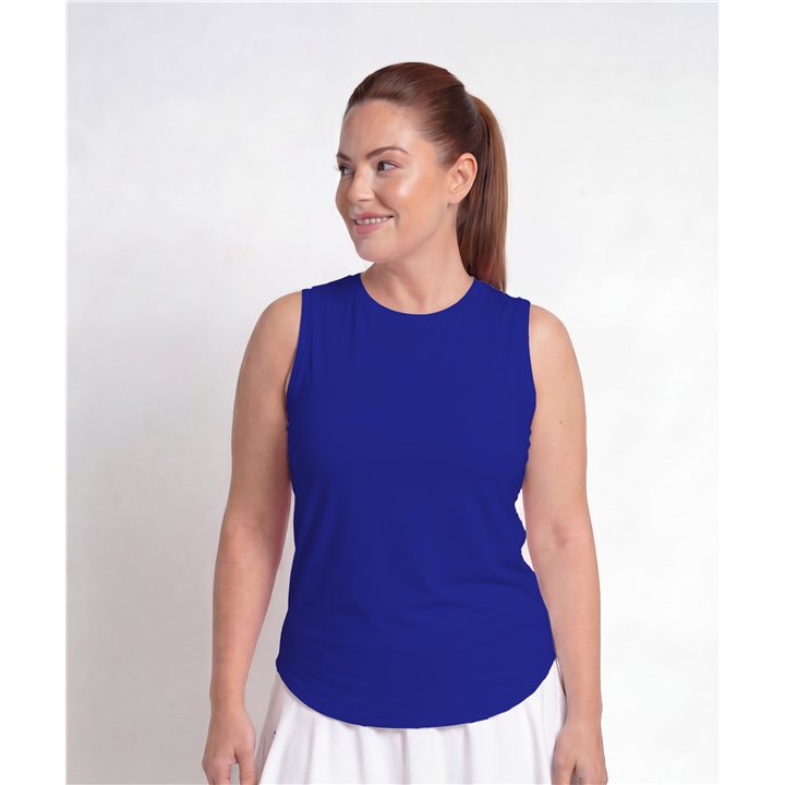 Hi-Neck Long Line Tank - Cobalt Blue