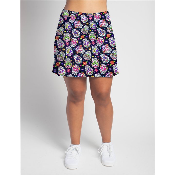 Zipper Pocket Skort - Sugar Skulls