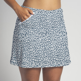 Zipper Pocket Skort - Slate Blue Cheetah