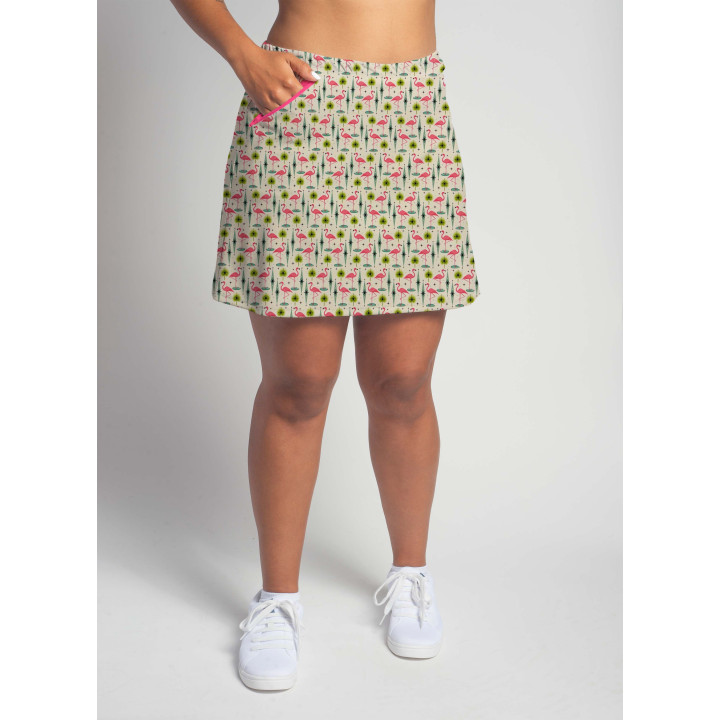 Zipper Pocket Skort - Atomic Flamingos