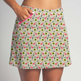 Zipper Pocket Skort - Atomic Flamingos