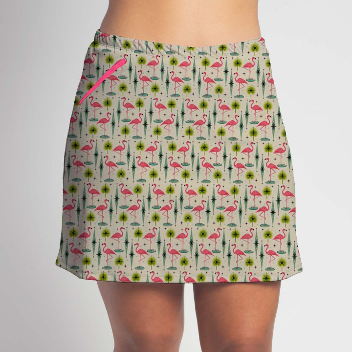 Zipper Pocket Skort - Atomic Flamingos