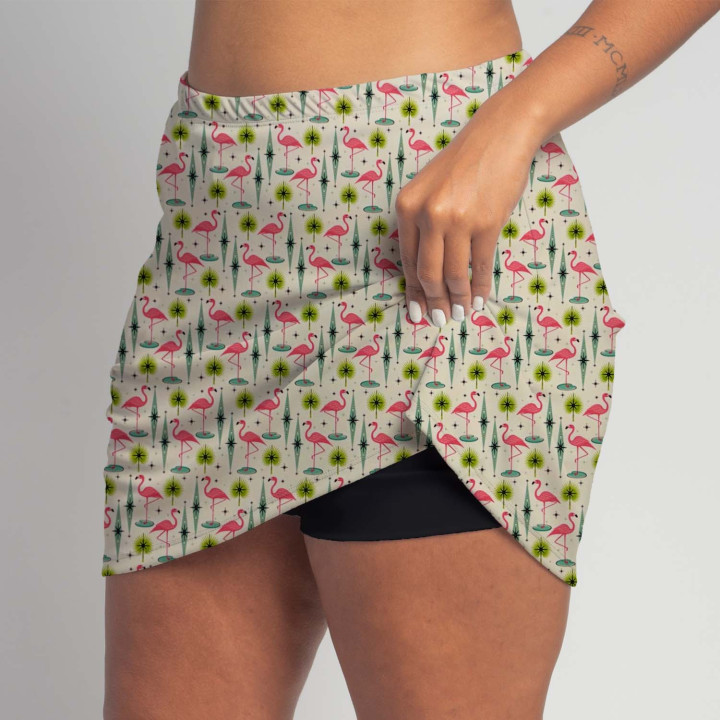 Zipper Pocket Skort - Atomic Flamingos