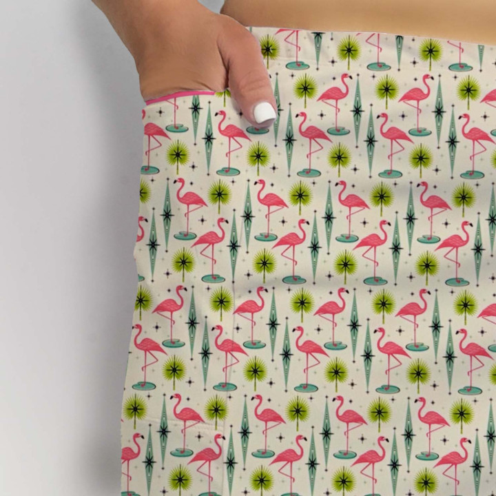 Side Slit Zipper Pocket Skort - Atomic Flamingos