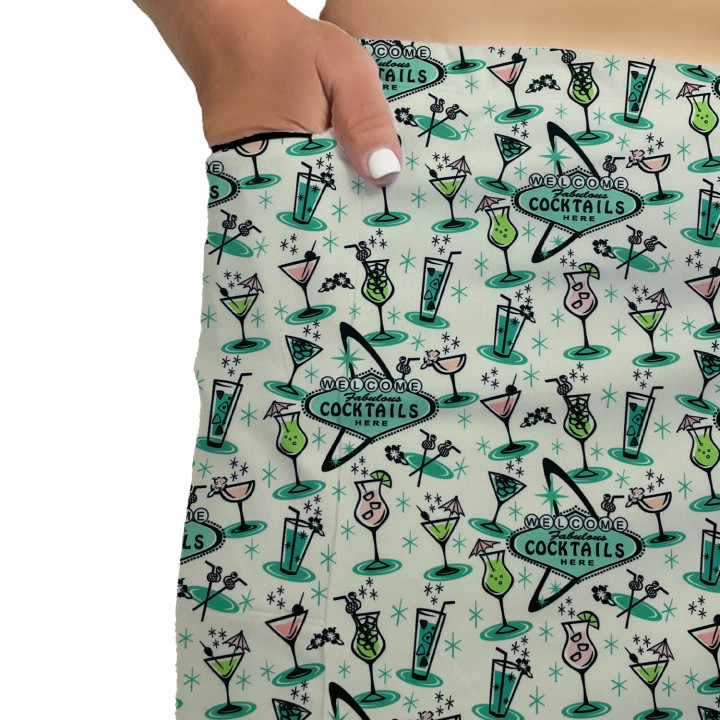 Side Slit Zipper Pocket Skort - Atomic Cocktails