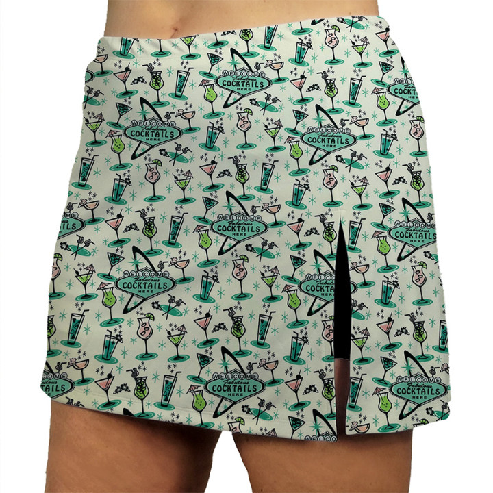 Side Slit Zipper Pocket Skort - Atomic Cocktails