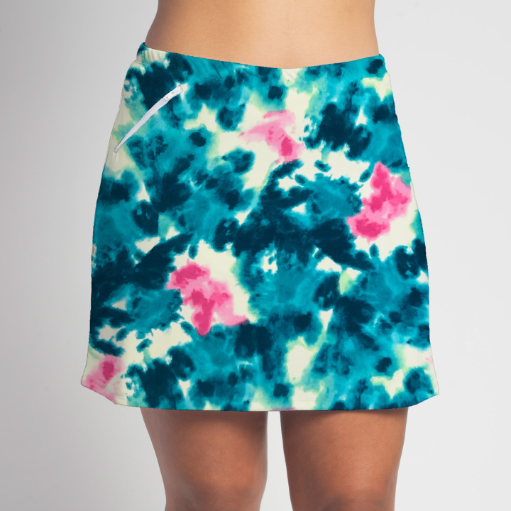 Zipper Pocket Skort - Aqua Pink Splash