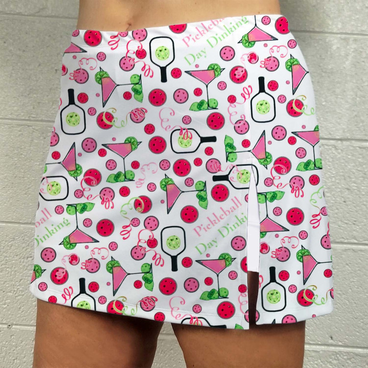 Side Slit Zipper Pocket Skort - Day Dinking White