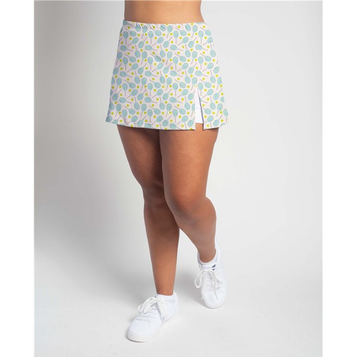 Side Slit - Tennis Rackets Aqua and Neon Yellow
