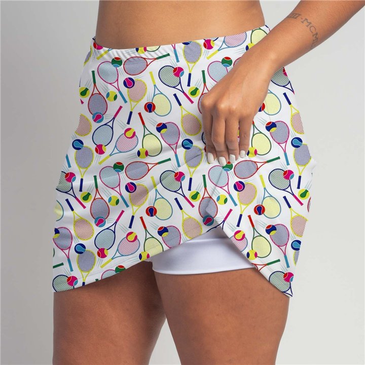 Zipper Pocket Skort - Brights on White
