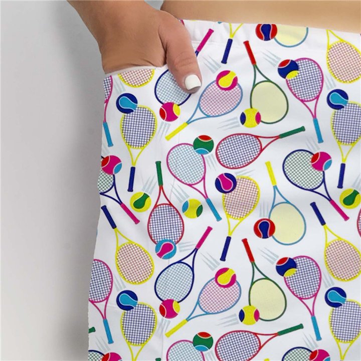 Side Slit Zipper Pocket Skort - Brights on White
