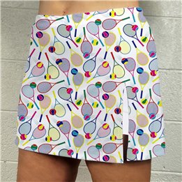 Side Slit Zipper Pocket Skort - Brights on White