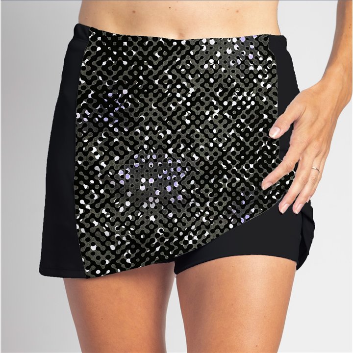 Slimming Panel Skort - Grey Lavender Abstract Dots