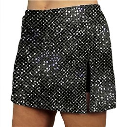 Side Slit Zipper Pocket Skort - Grey Lavender Abstract Dots