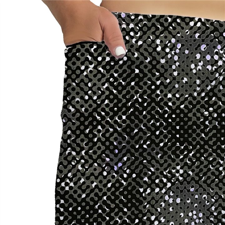 Side Slit Zipper Pocket Skort - Grey Lavender Abstract Dots