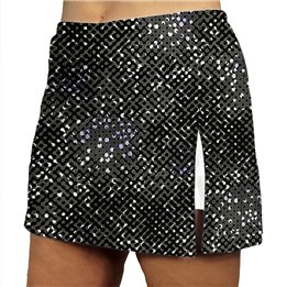 Side Slit Zipper Pocket Skort - Grey Lavender Abstract Dots W