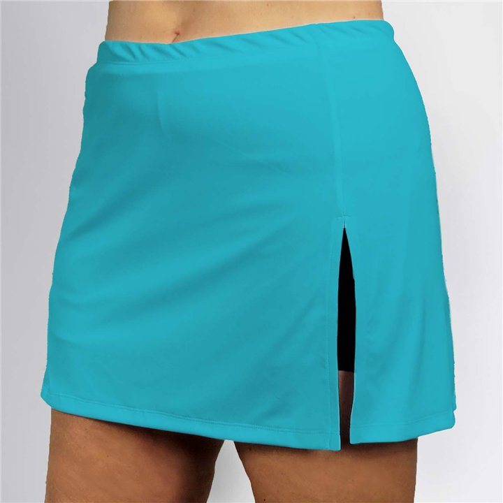 Side Slit Zipper Pocket Skort - Aqua