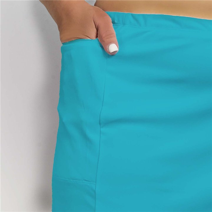 Side Slit Zipper Pocket Skort - Aqua